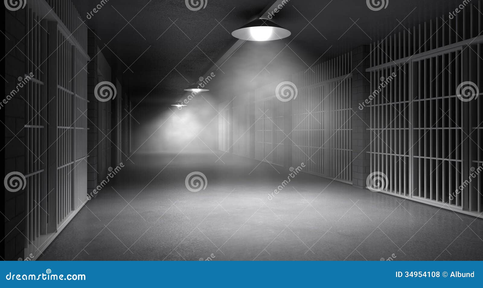 haunted jail corridor and cells