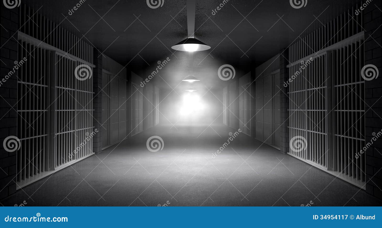 haunted jail corridor and cells