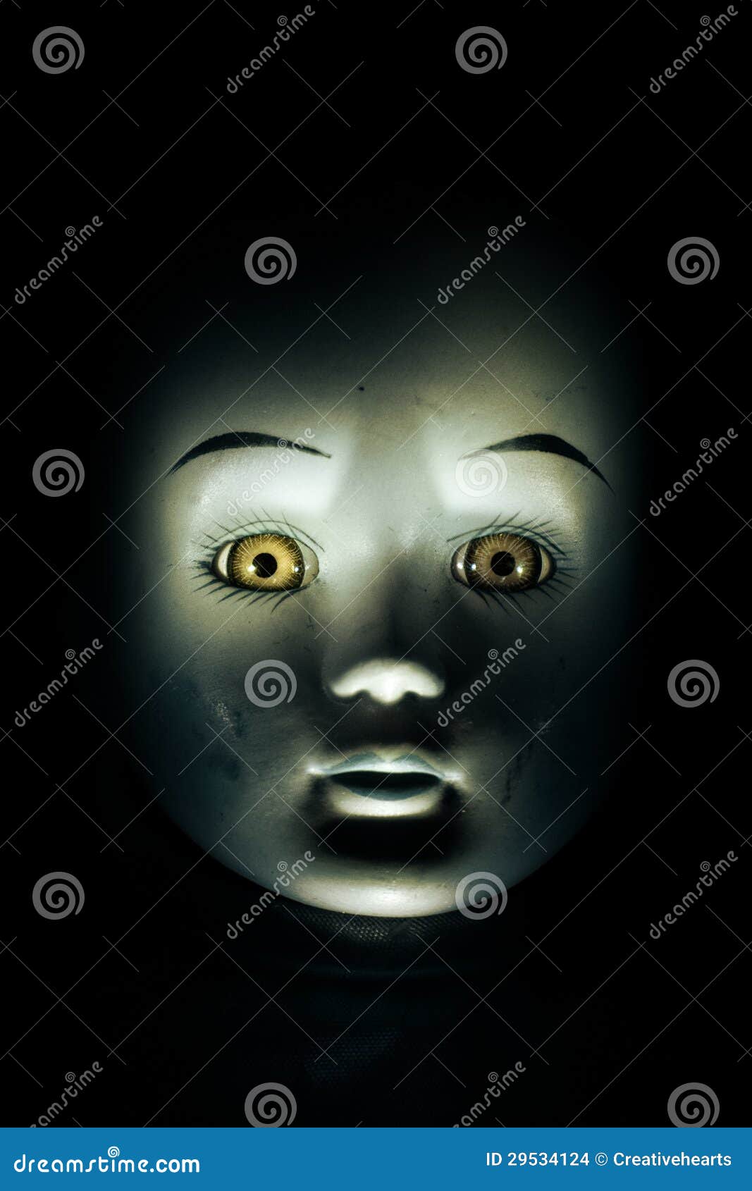 Haunting Child s Doll Face stock photo. Image of mystery 29534124