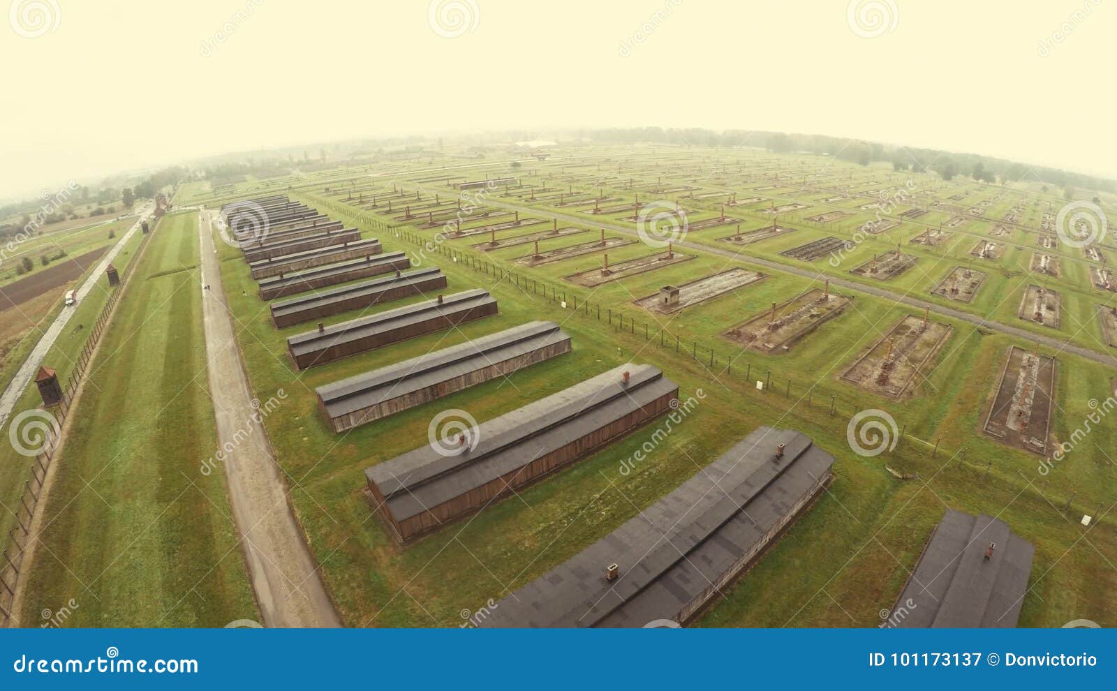 Haunting Drone Footage Captures Aerial View Auschwitz Stock Video - Video of bunks, 101173137