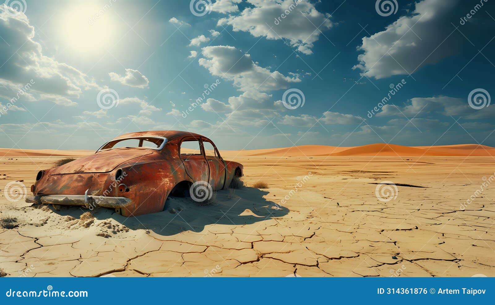 alone in desert wasteland./n