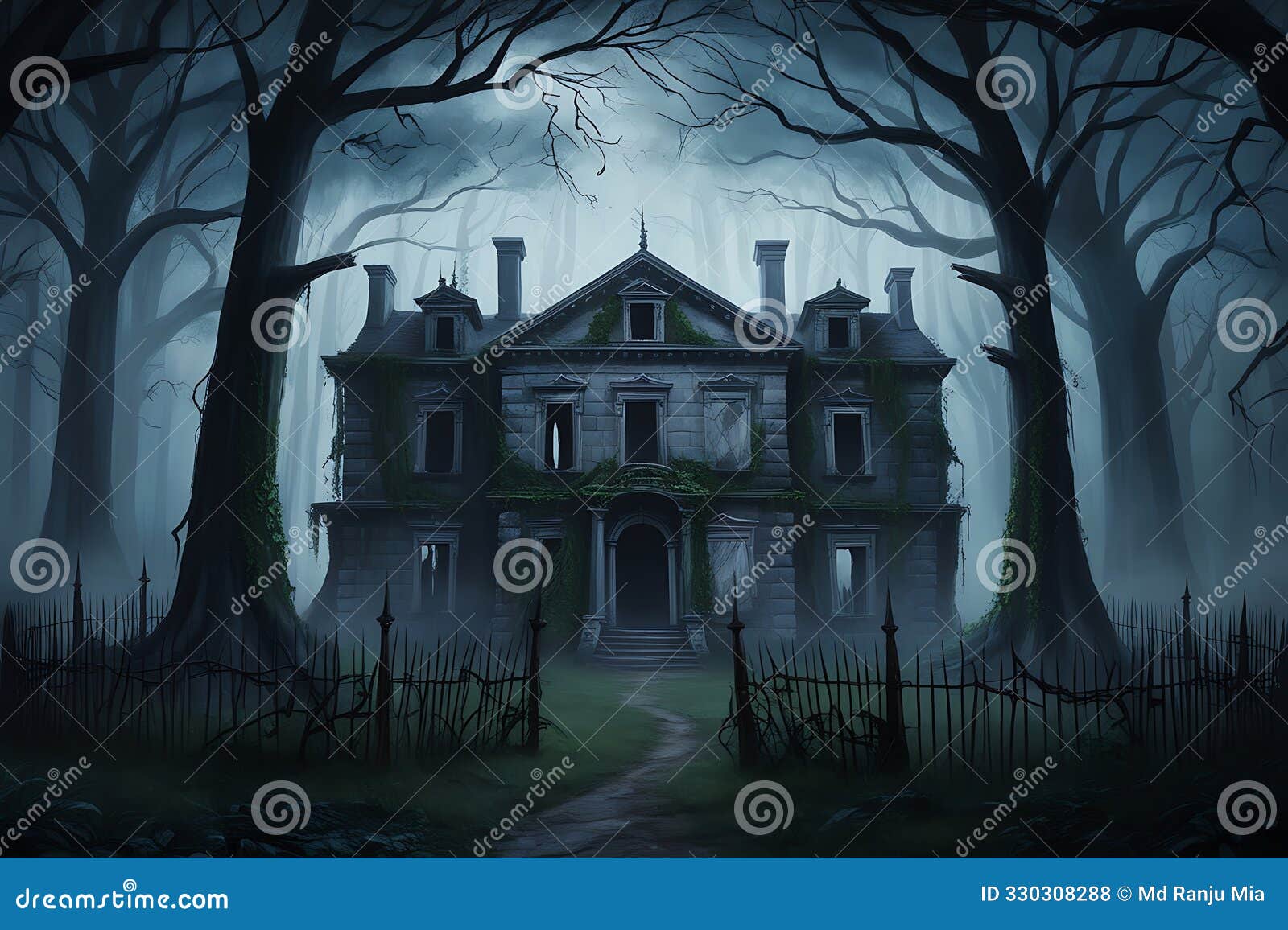 haunting spooky and eerie background set.