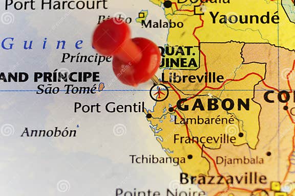 Hauptstadt Festgesteckter Karte Gabuns Libreville Stock Abbildung