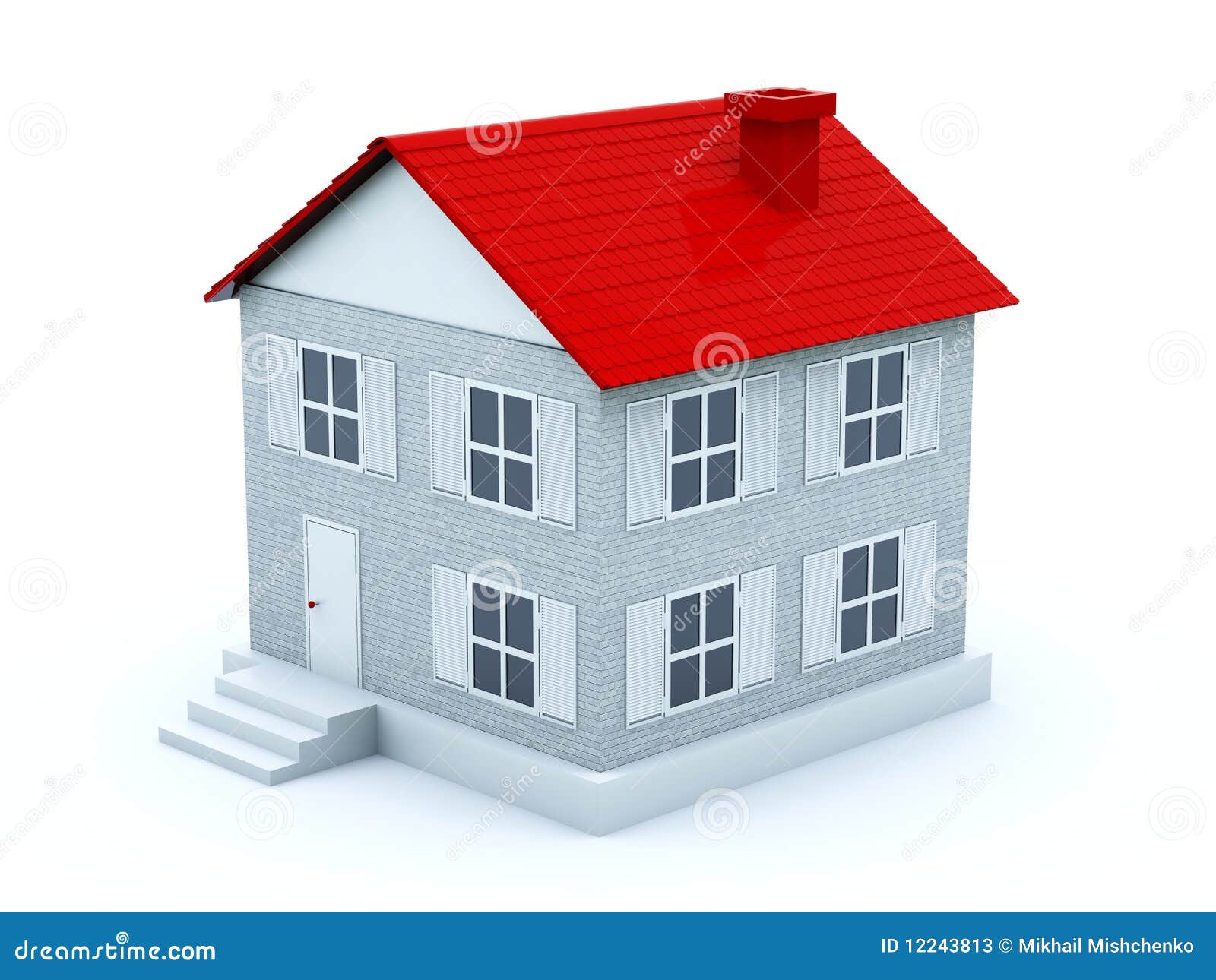 Haus mit rotem Dach stock abbildung. Illustration von dach - 12243813