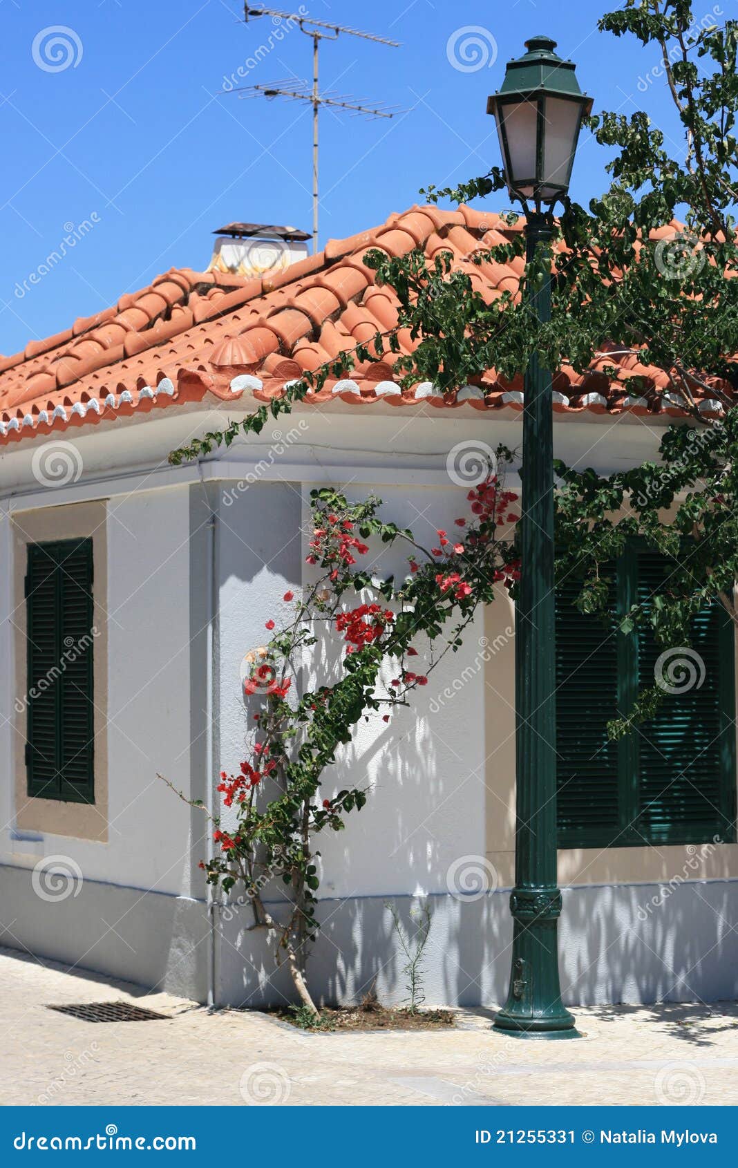 Haus mit rotem Dach stockbild. Bild von himmel, grau - 21255331