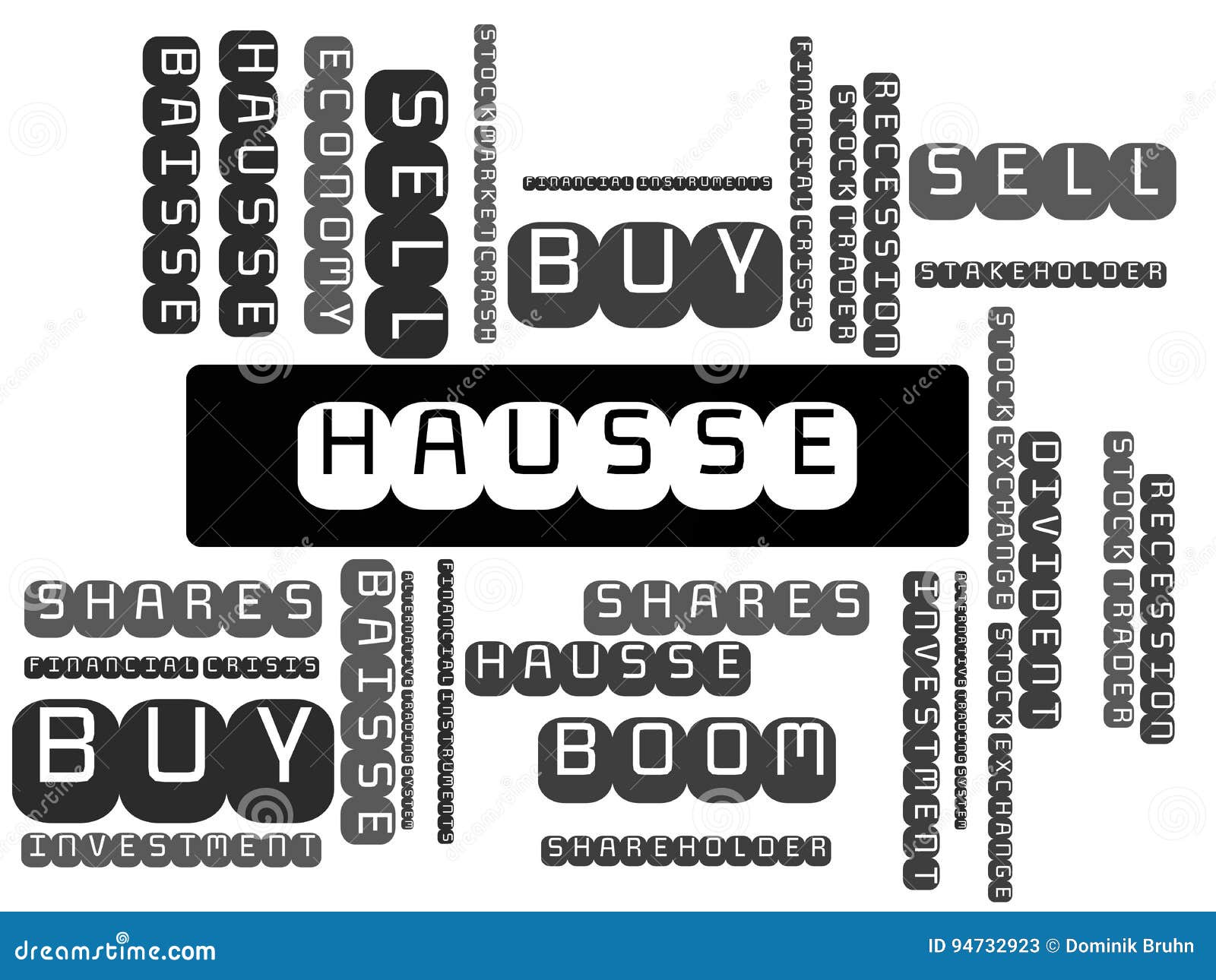 hausse - image with words associated with the topic stock exchange, word cloud, cube, letter, image, 