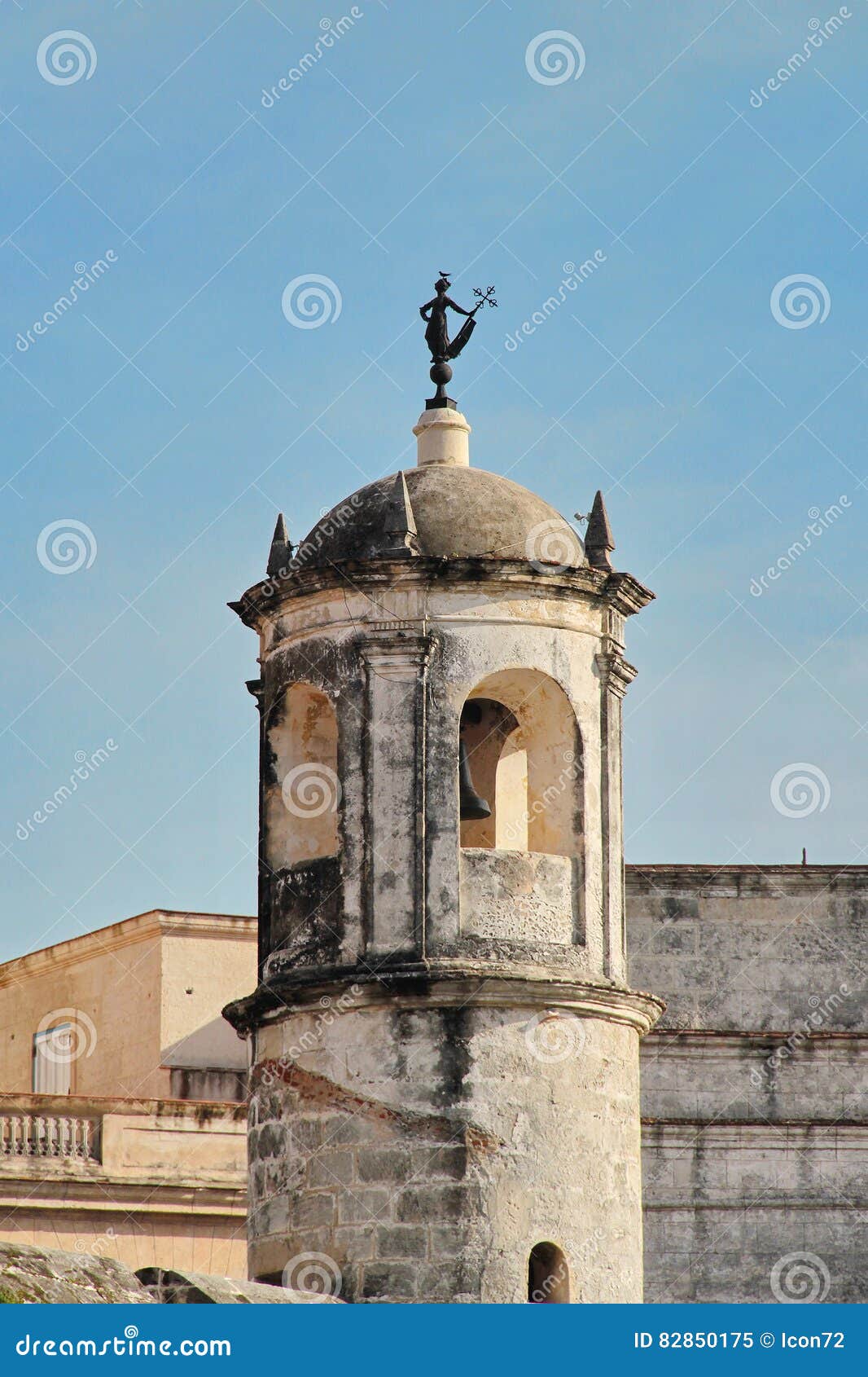 havana, cuba: watchtower of castillo de la real fuerza, with iconic statue la giraldilla