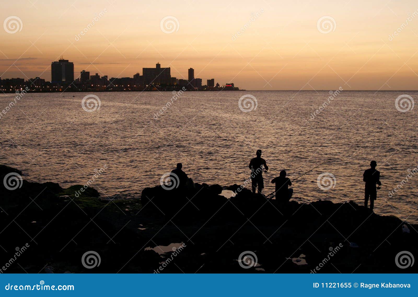 havana seaside (malecon) at sunset, cuba