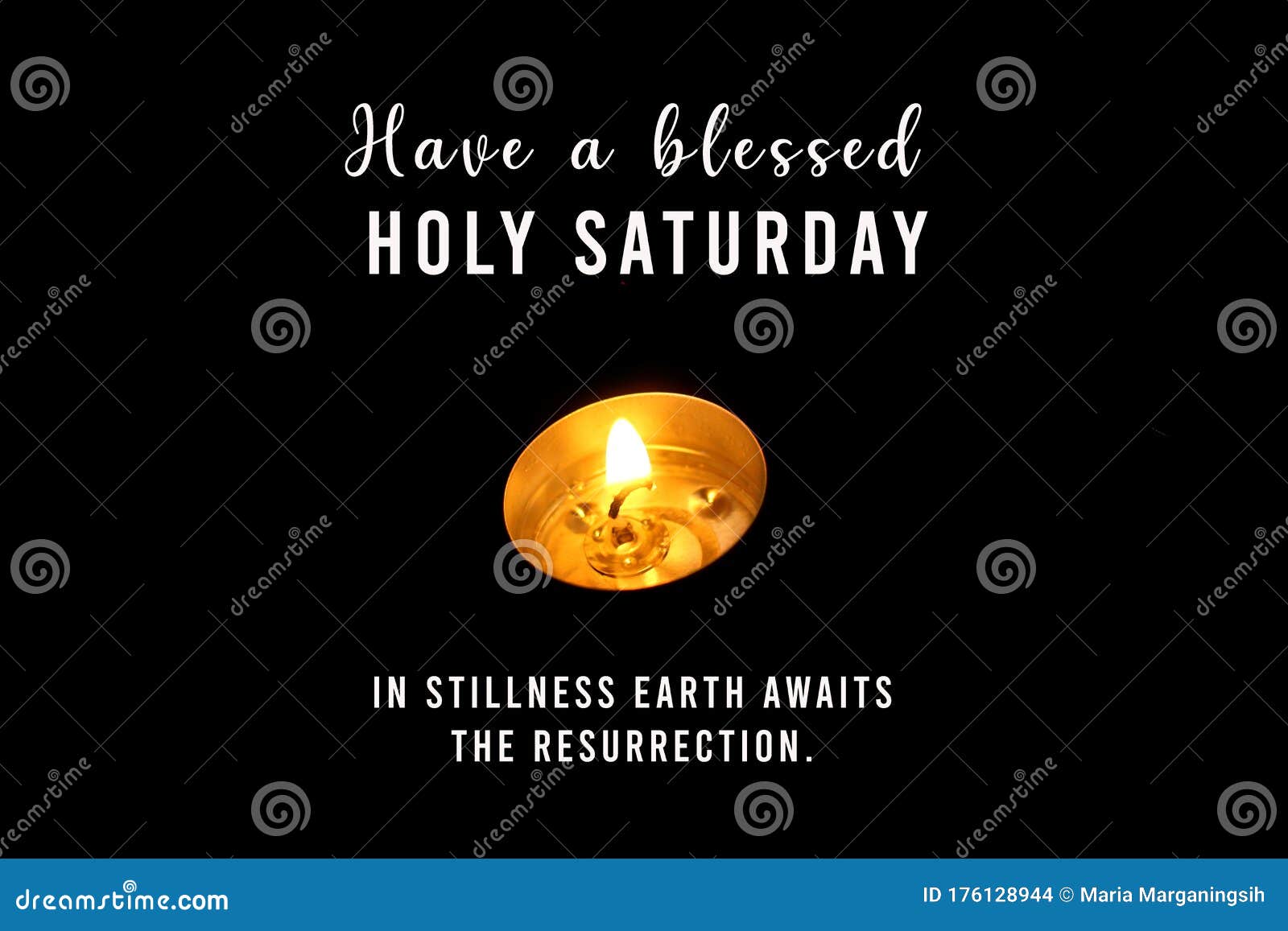 have a blessed holy saturday concept with christian inspirational quote - in stillness earth awaits the resurrection.