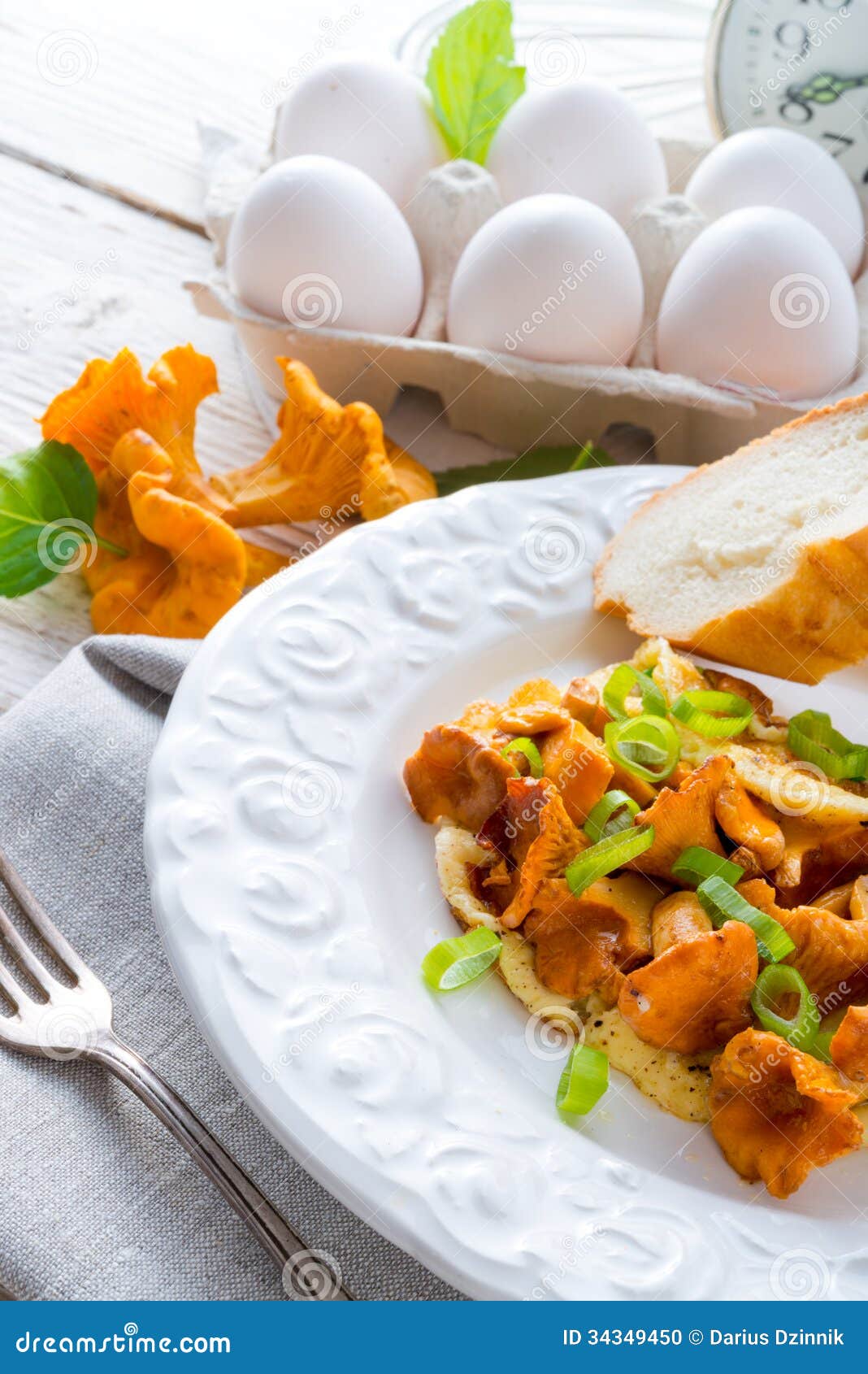 Have Breakfast Omelette with Chanterelles Stock Photo Image of herb