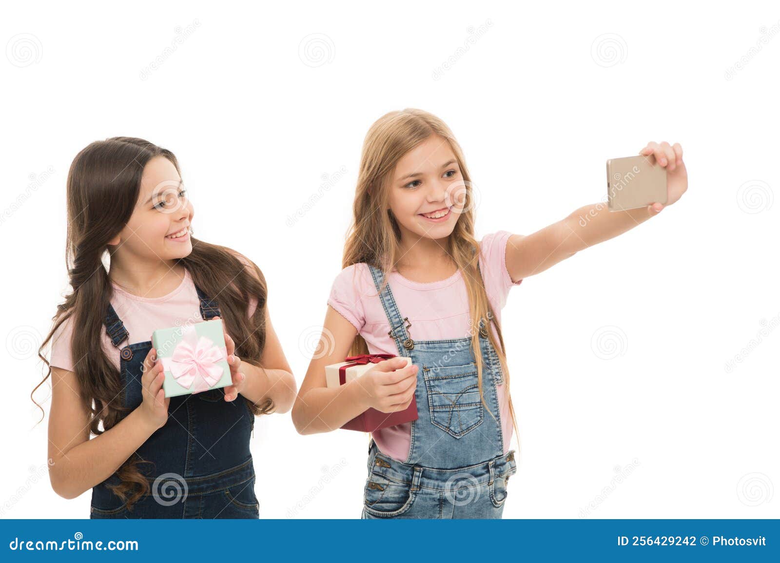 Have Fun Shooting Selfies. Little Models Shooting Selfies with Mobile ...