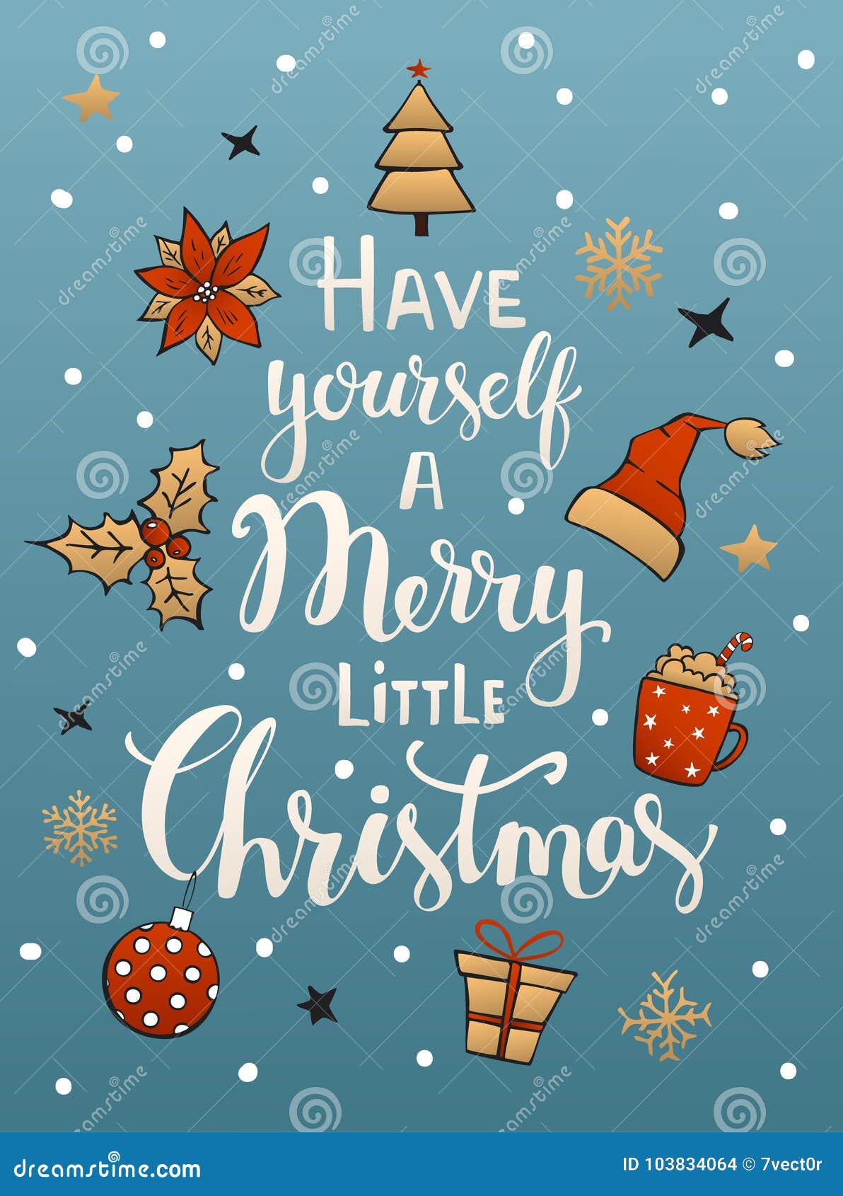 Have Yourself a Merry Little Christmas Handwritten Typographic Poster