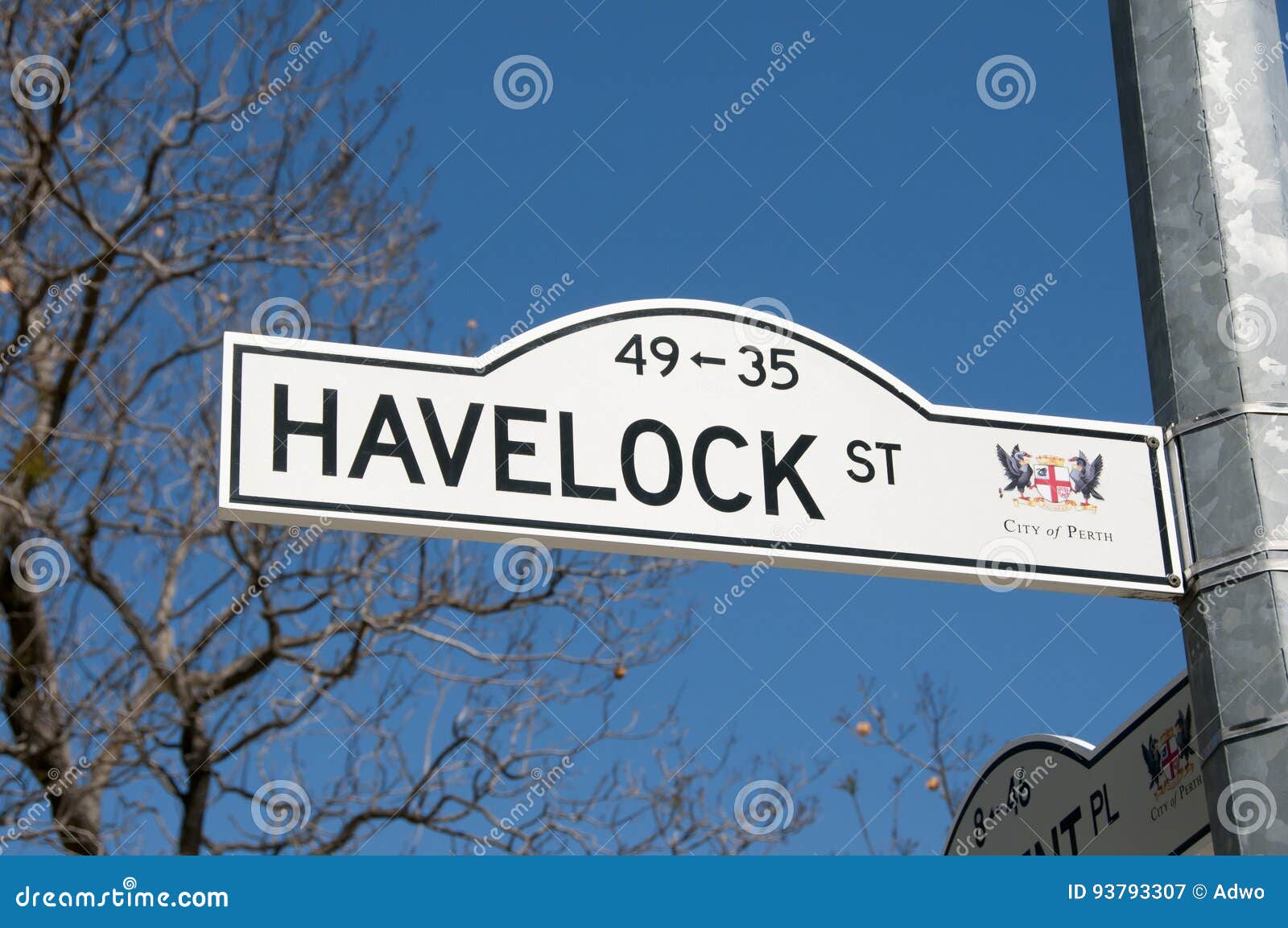 Havelock Street Sign Perth Australia Stock Image Image of barrack