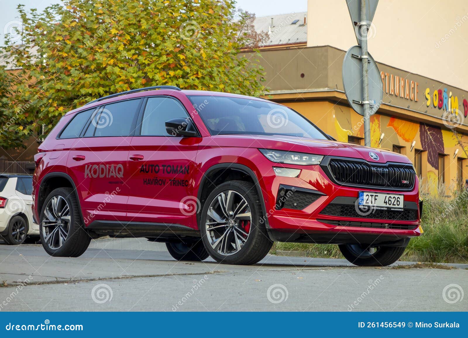 Skoda Kodiaq RS SUV Presented at Dealership with Bright Red Colour  Editorial Stock Image - Image of havirov, sale: 261456549