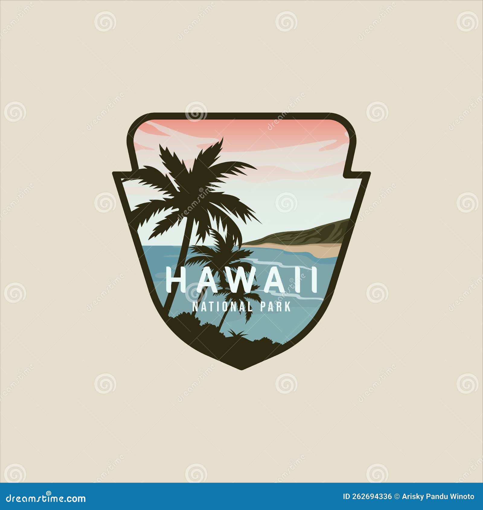Hawaii Beach Emblem Vector Illustration Template Graphic Icon Design ...