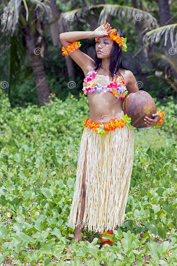 Hawaii hula dancer stock photo. Image of costume, brassiere 41787146