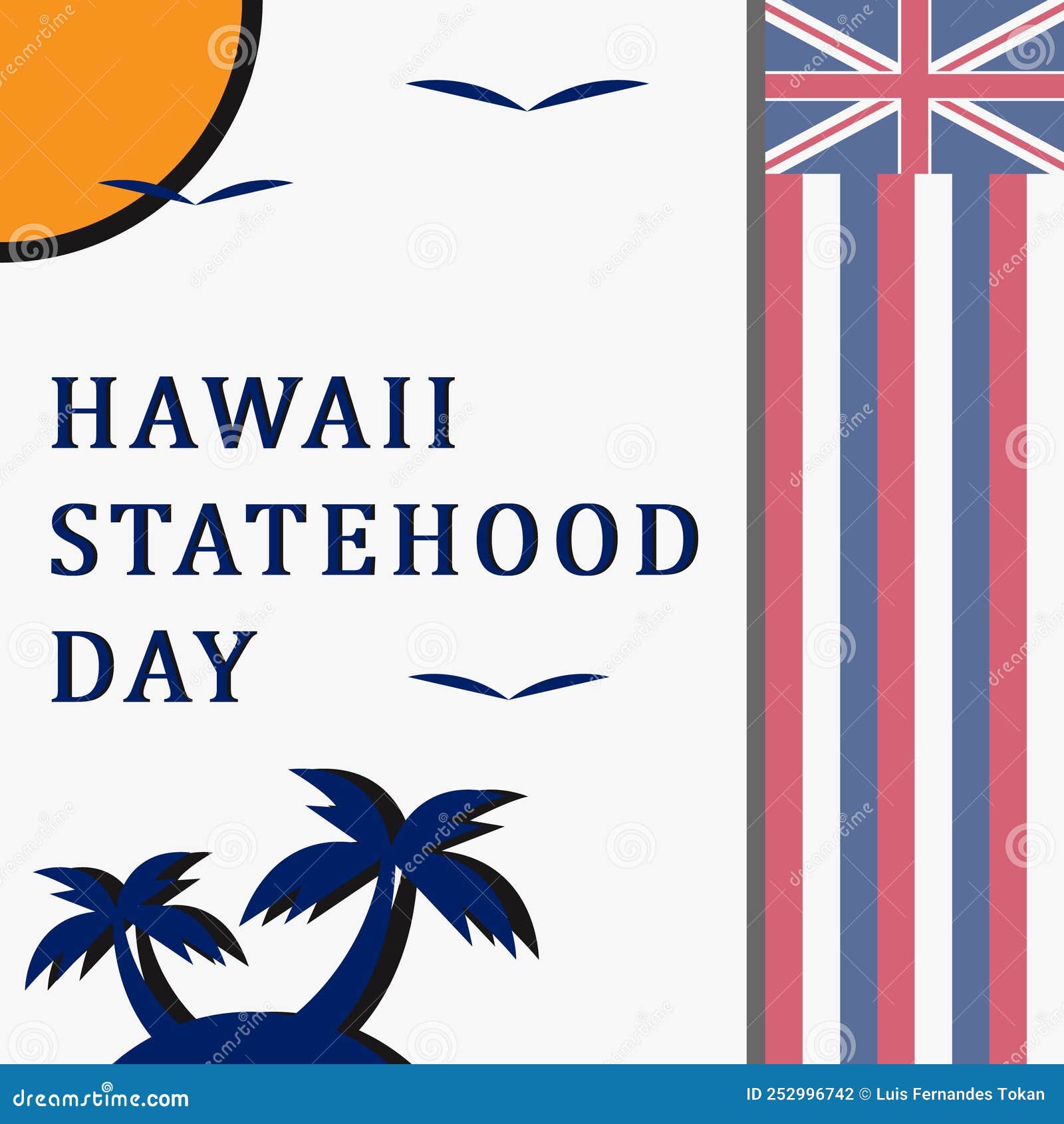 Hawaii Statehood Day, August 2. Stock Vector Illustration of drawing
