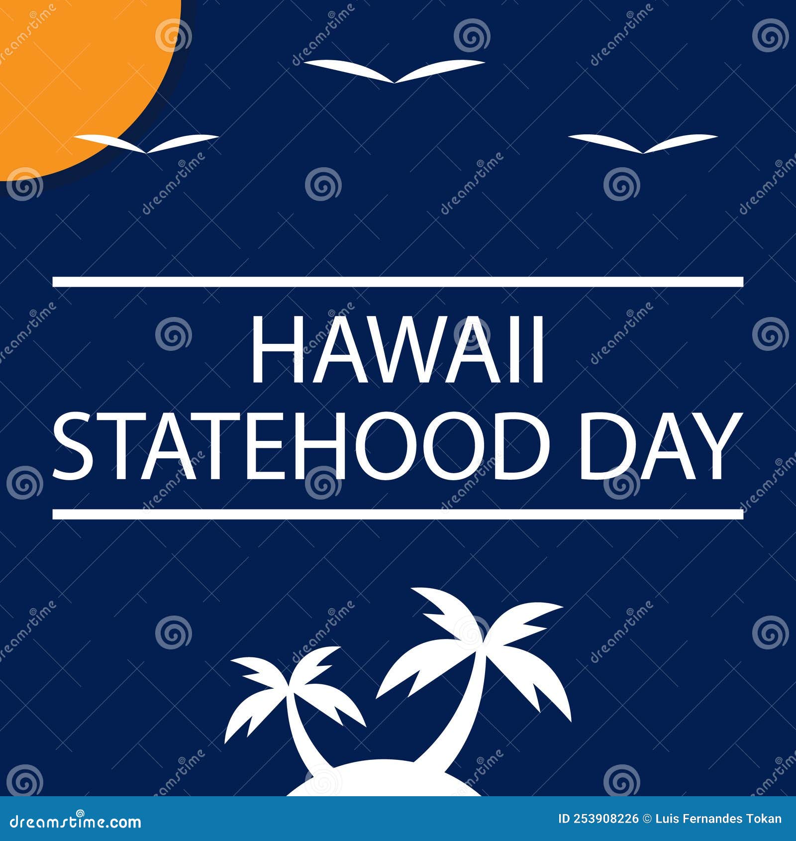 Hawaii Statehood Day, August 19th, Social Media Post, Vector