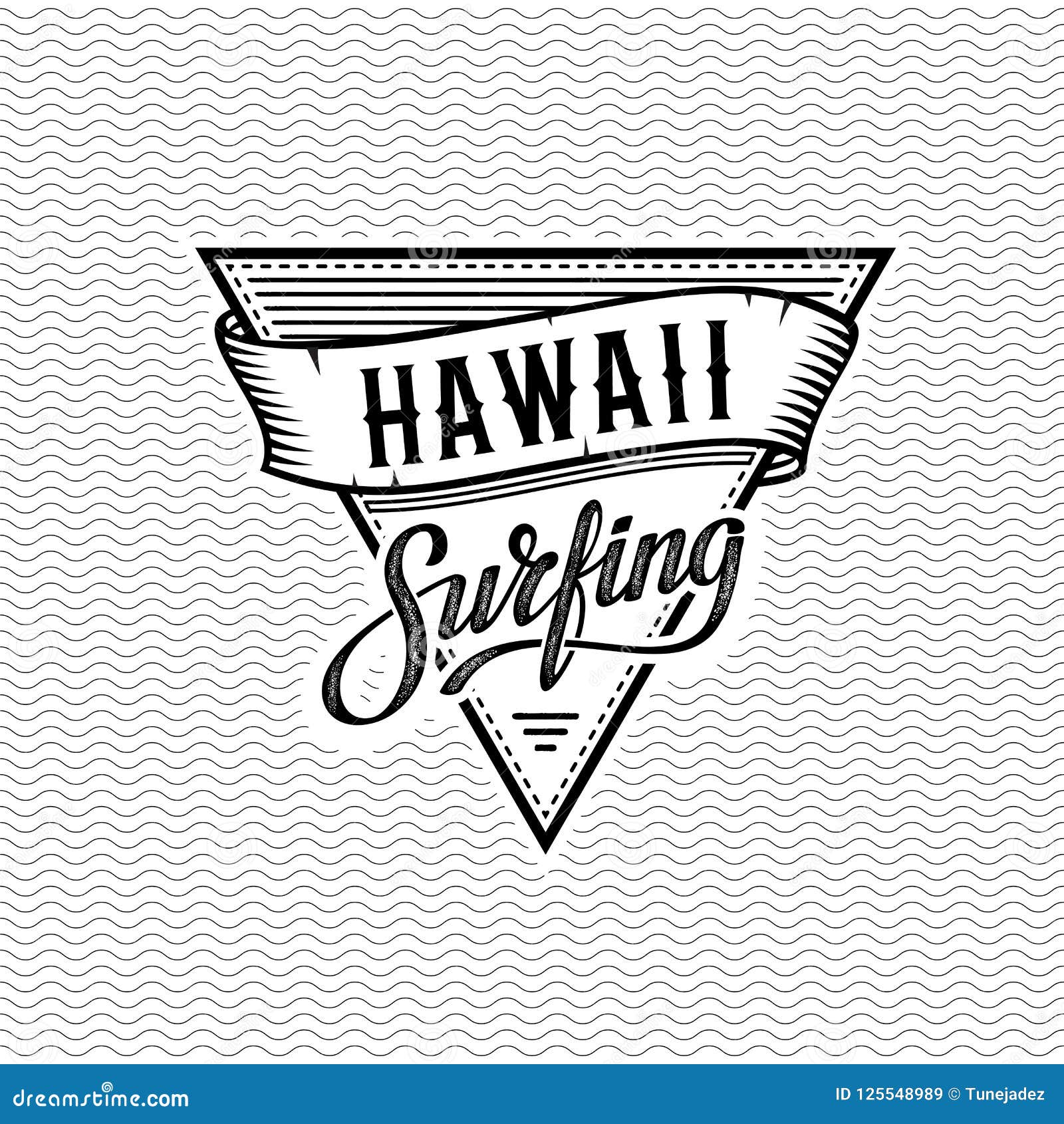 Hawaii Surfing Black and White. Vector Illustration Stock Vector ...