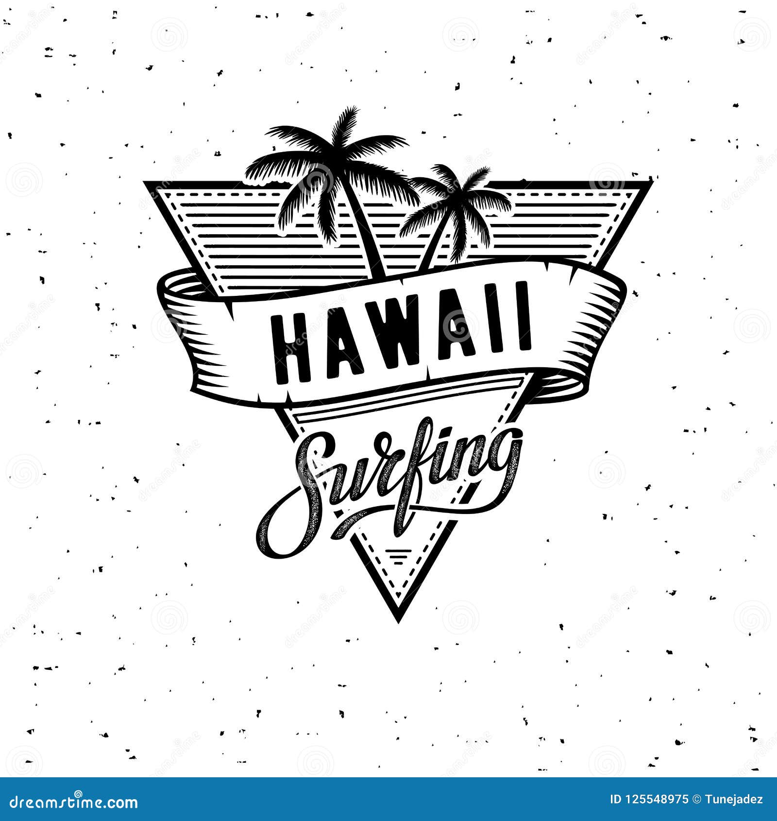 Hawaii Surfing WB Vector Illustration on the Theme of Surf and Surfing ...