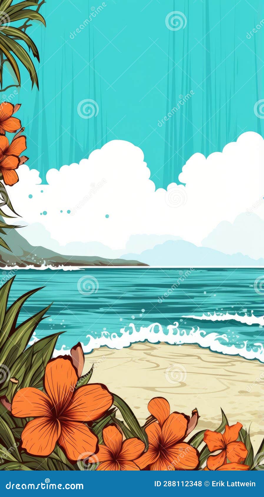 hawaii themed background in portrait mode with copy space - stock picture backdrop