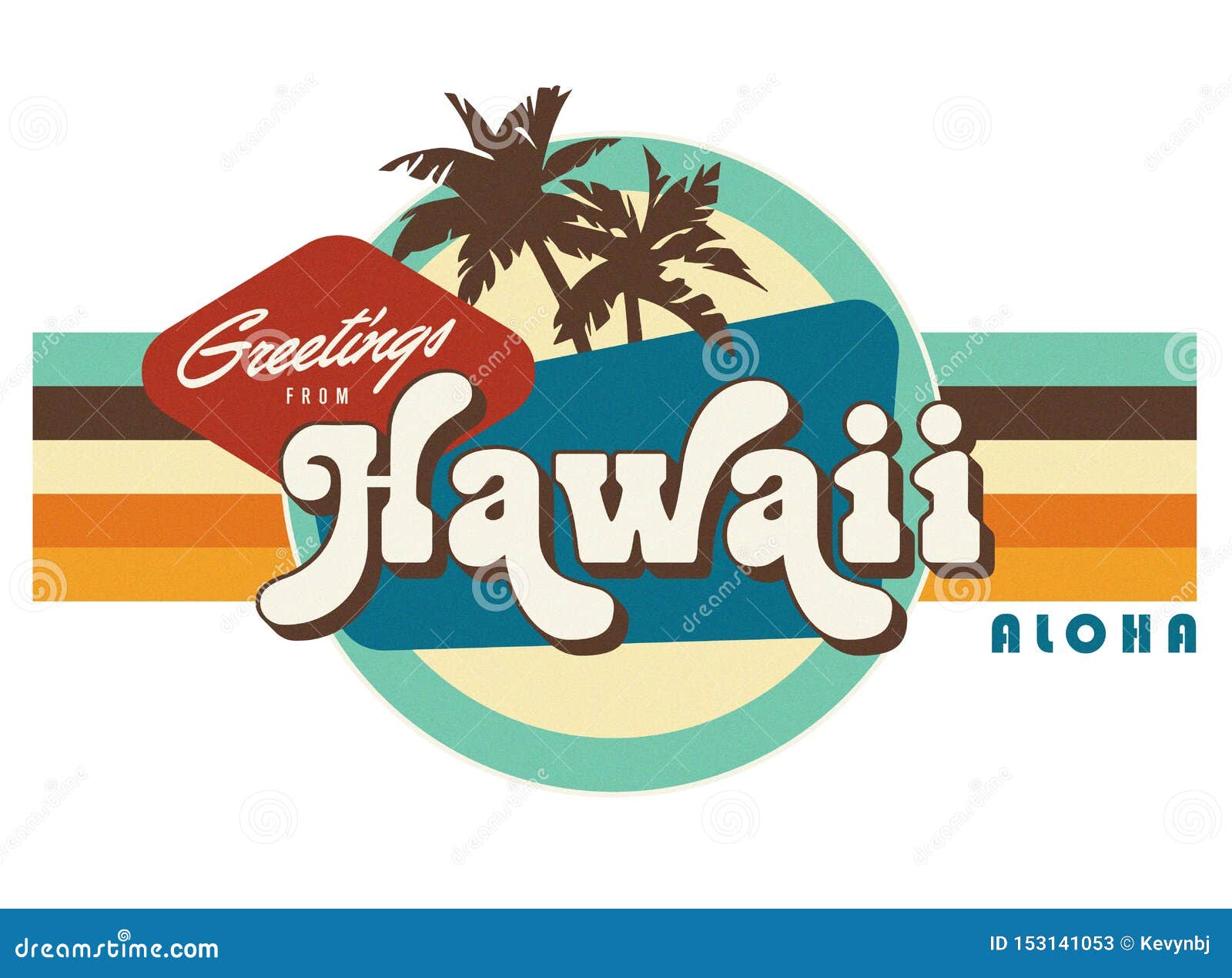 hawaii vintage postcard style t-shirt  art