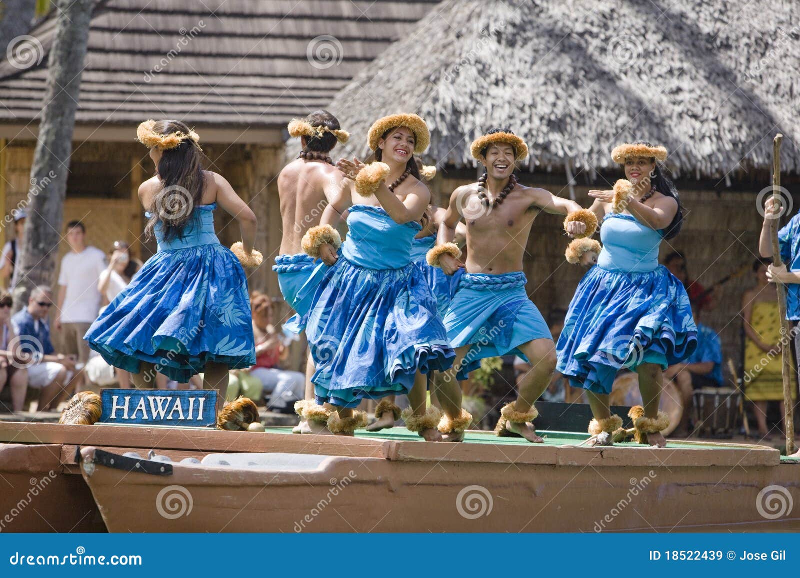 Hawaiian Dancers on Canoe editorial stock image. Image of native 18522439
