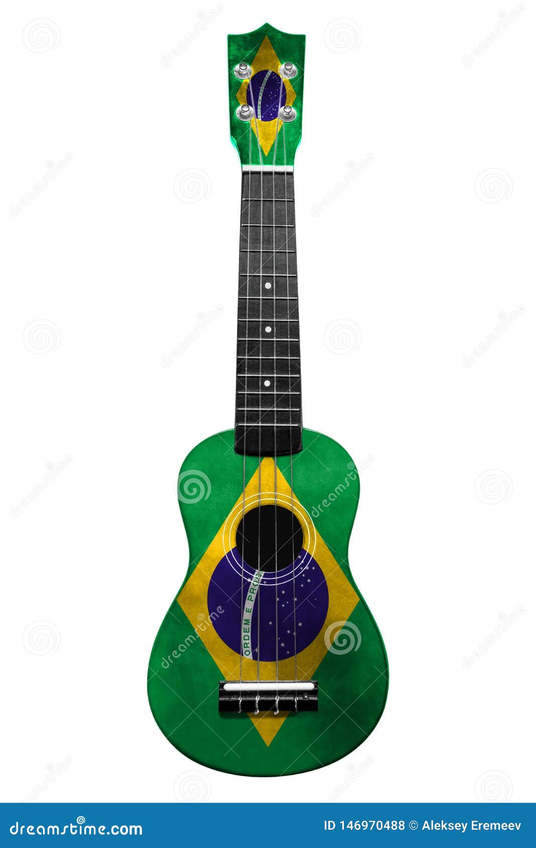 Hawaiian National Guitar, Ukulele, with a Painted Brazil Flag, on a White  Isolated Background, As a Symbol of Folk Art or a Stock Photo - Image of  closeup, international: 146970488