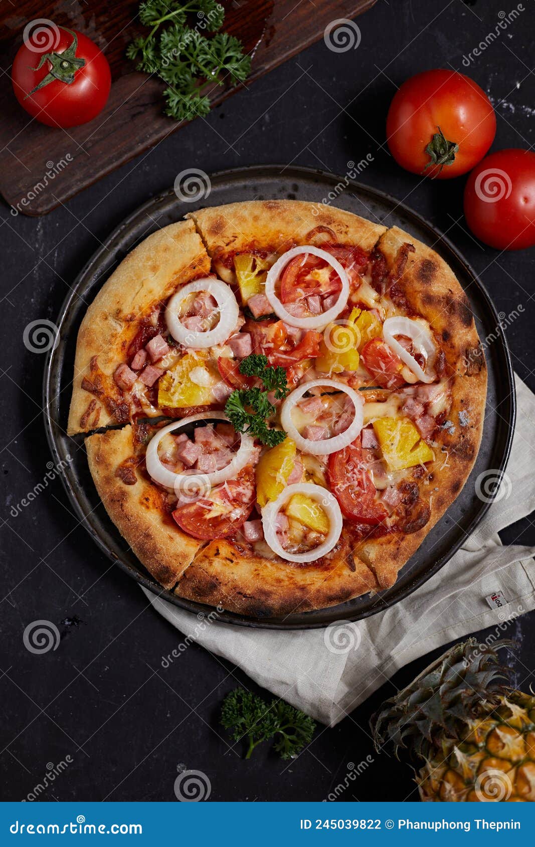 Hawaiian pizza stock photo. Image of tasty, calories 245039822
