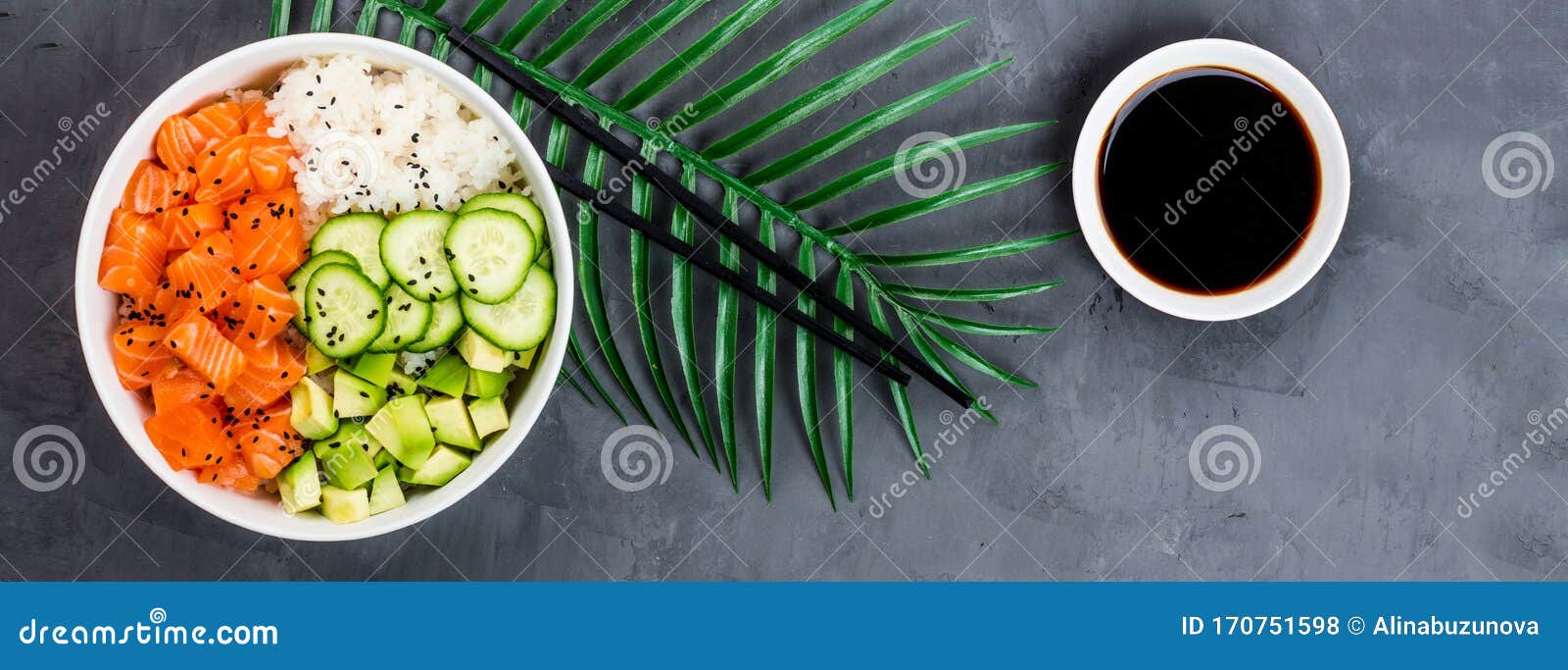 Download Hawaiian Salmon Bowl With Cucumbers, Avocado, Sesame Seeds ...