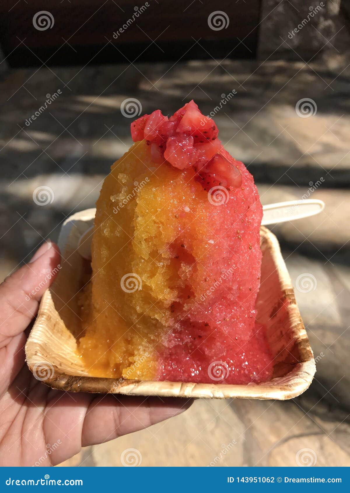 Hawaiian Shave Ice with Fruit Stock Photo - Image of island, orange ...