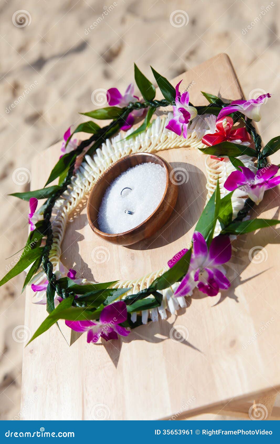 Hawaiian wedding ceremony stock image. Image of frangipani