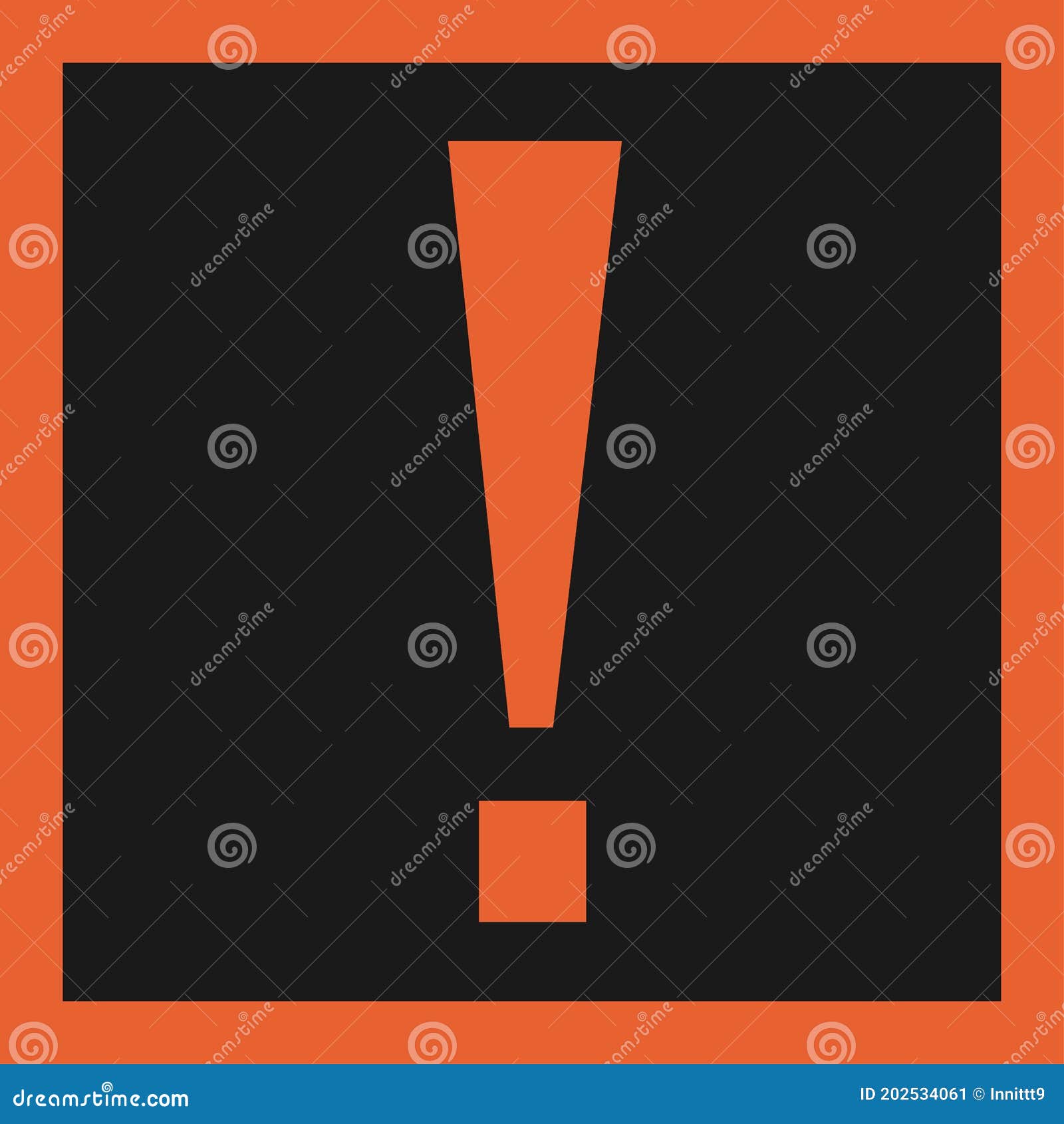 Orange Exclamation Mark on Black Background. Hazard Warning Sign Stock Vector Illustration of