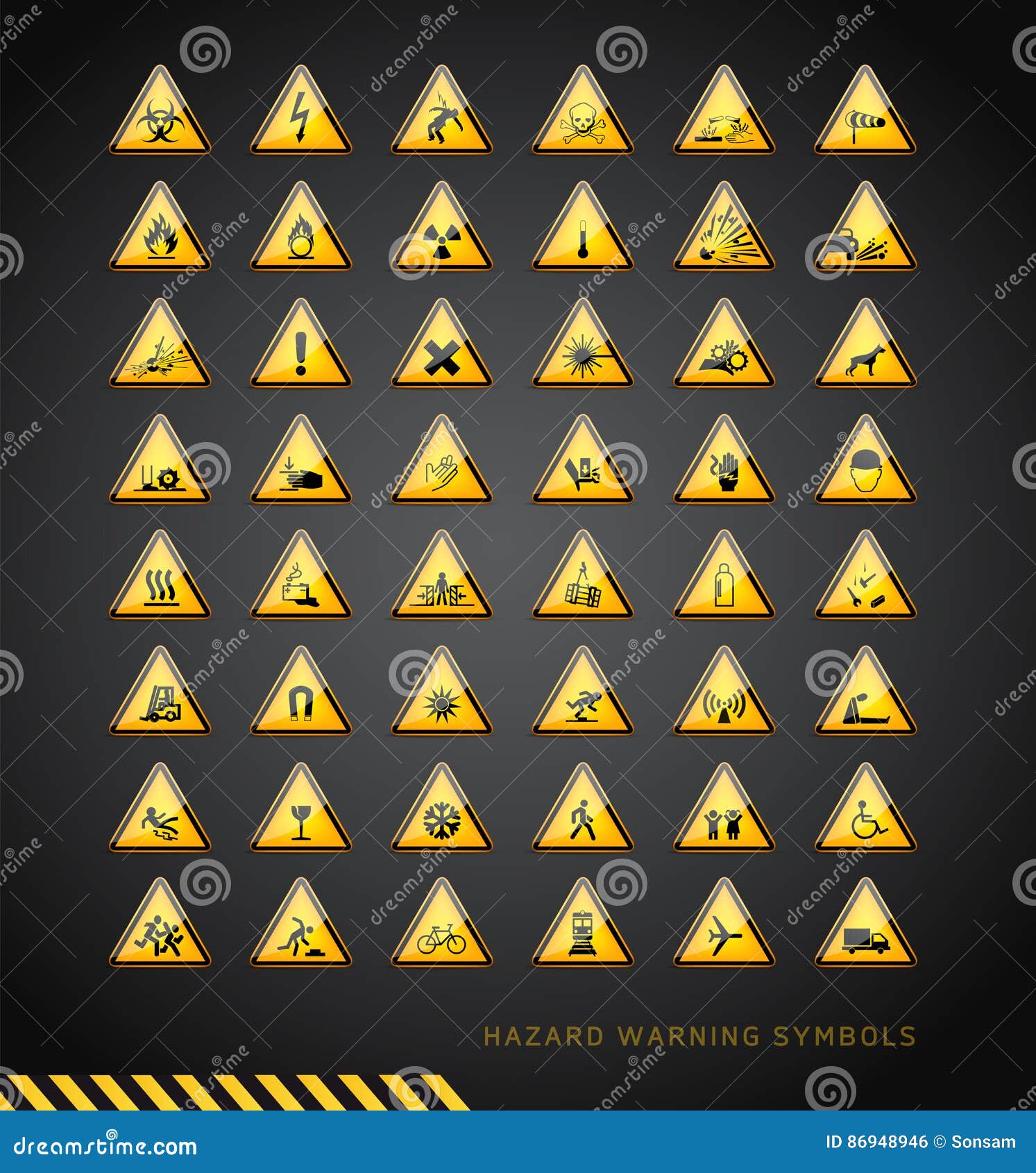 Hazard warning signs stock illustration. Illustration of crossbones