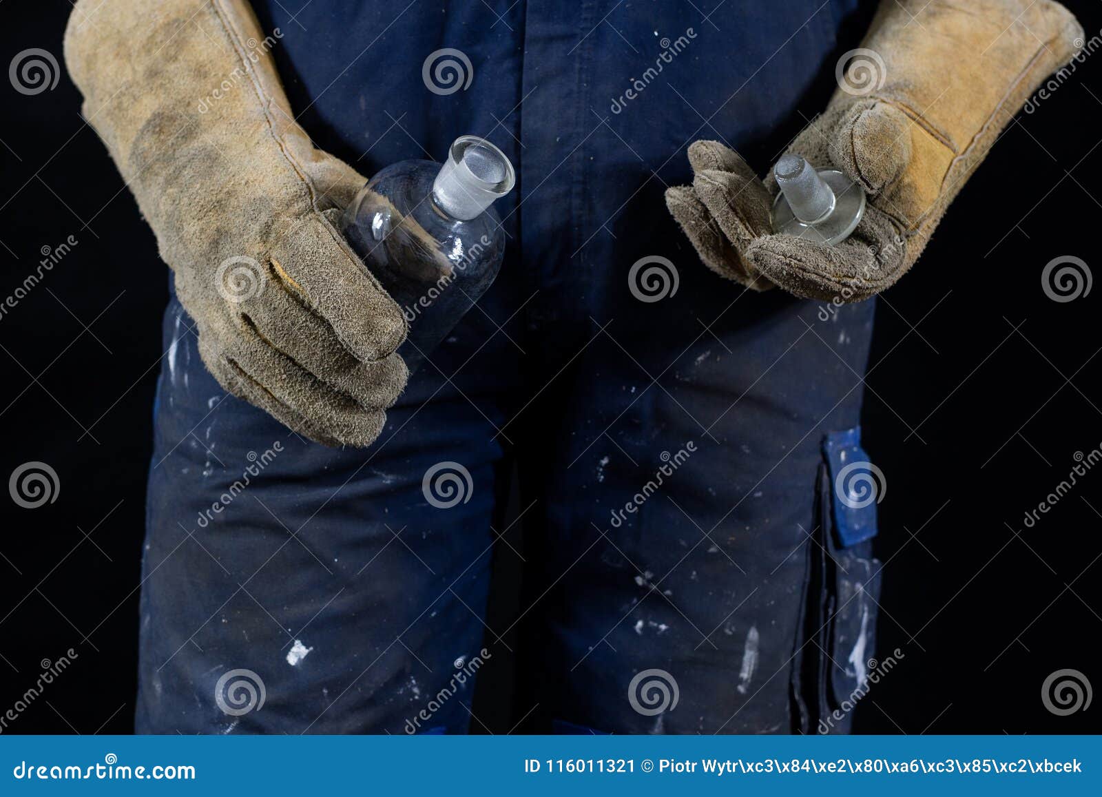 Hazardous Materials and Acids. Acid Bottle Kept in Gloves by a C Stock ...