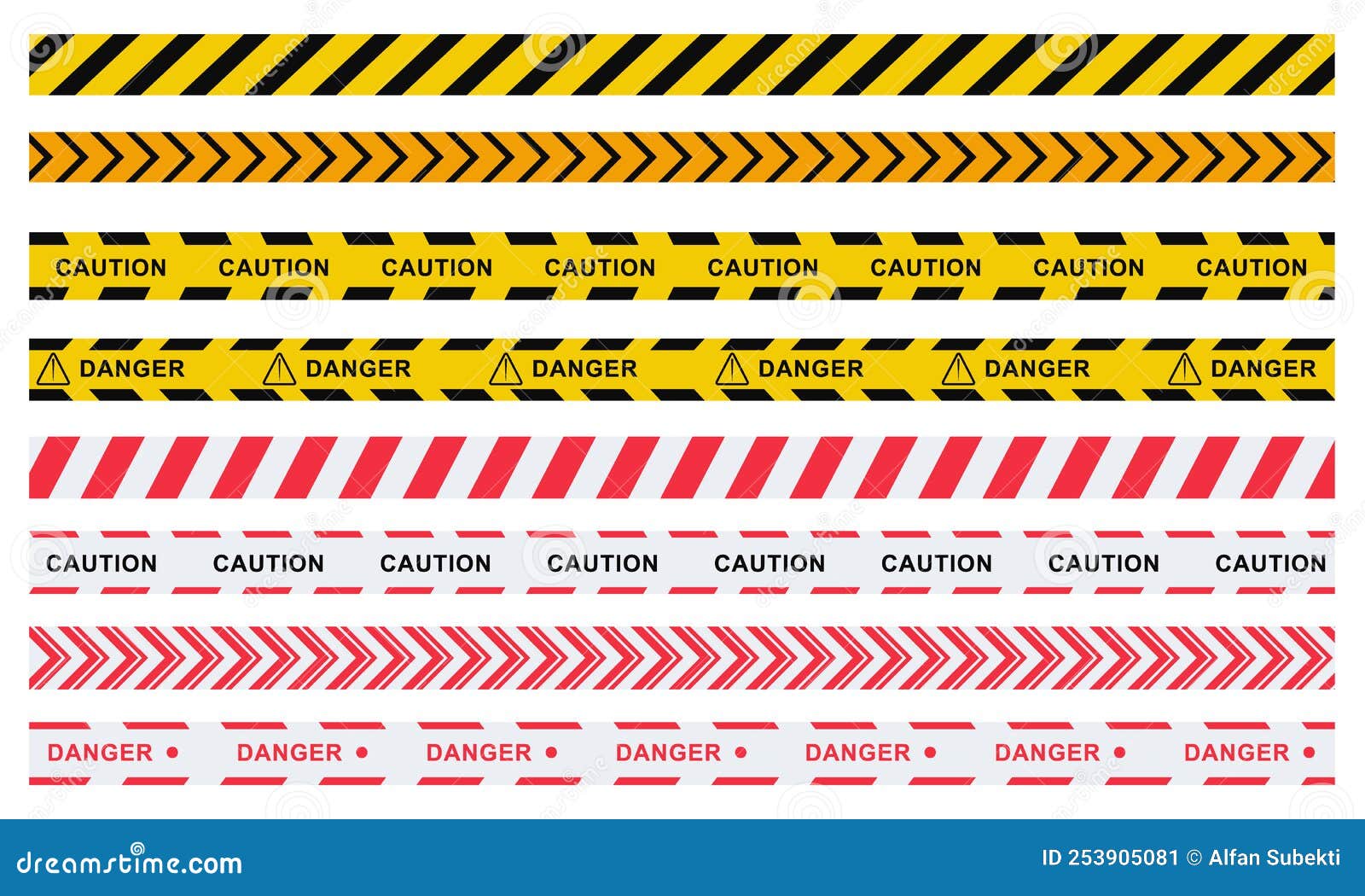Hazardous Warning Tape Collection Set. Stock Vector Illustration of