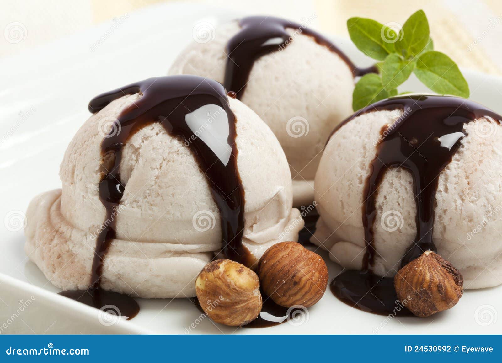 Hazelnut Ice Cream Dessert stock photo. Image of topping 24530992