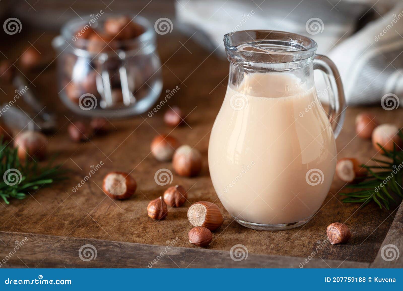 hazelnut milk beverage in a jar