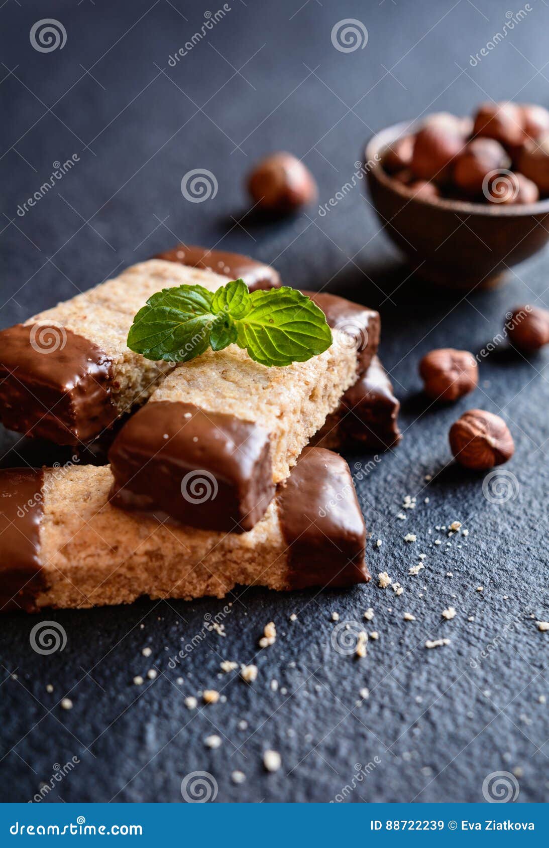 Hazelnut Shortbread Sticks Dipped in Chocolate Stock Image Image of