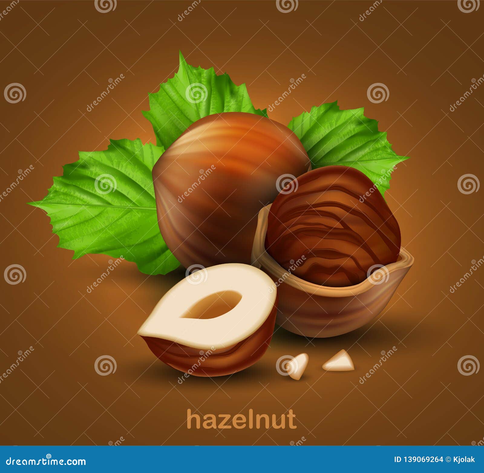 Hazelnuts Set Whole Peeled Sigles And Groupwith Leaves Hand Drawn