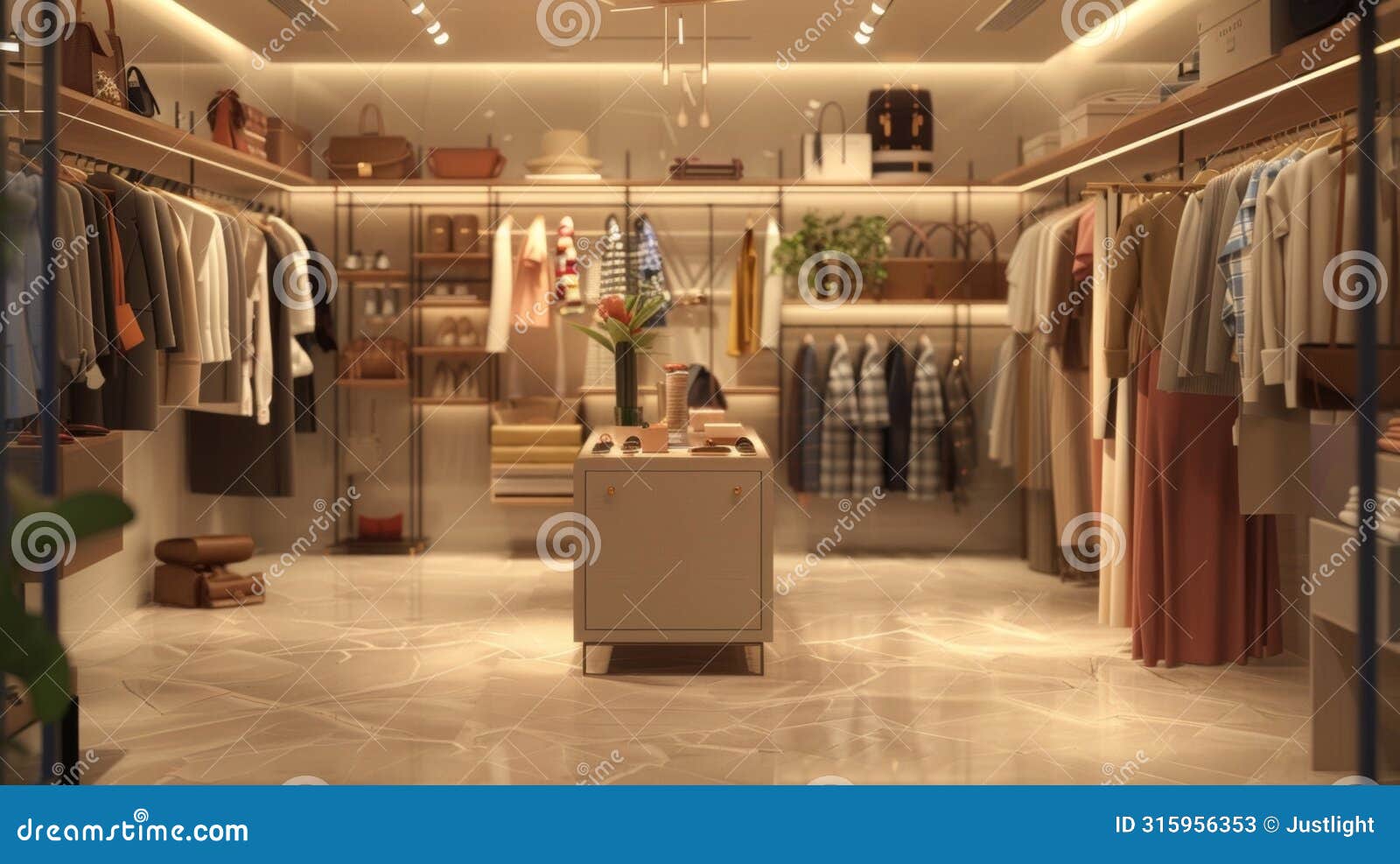 a hazy blur of racks filled with trendy outfits emphasizing the sophistication and style of the boutiques wardrobe