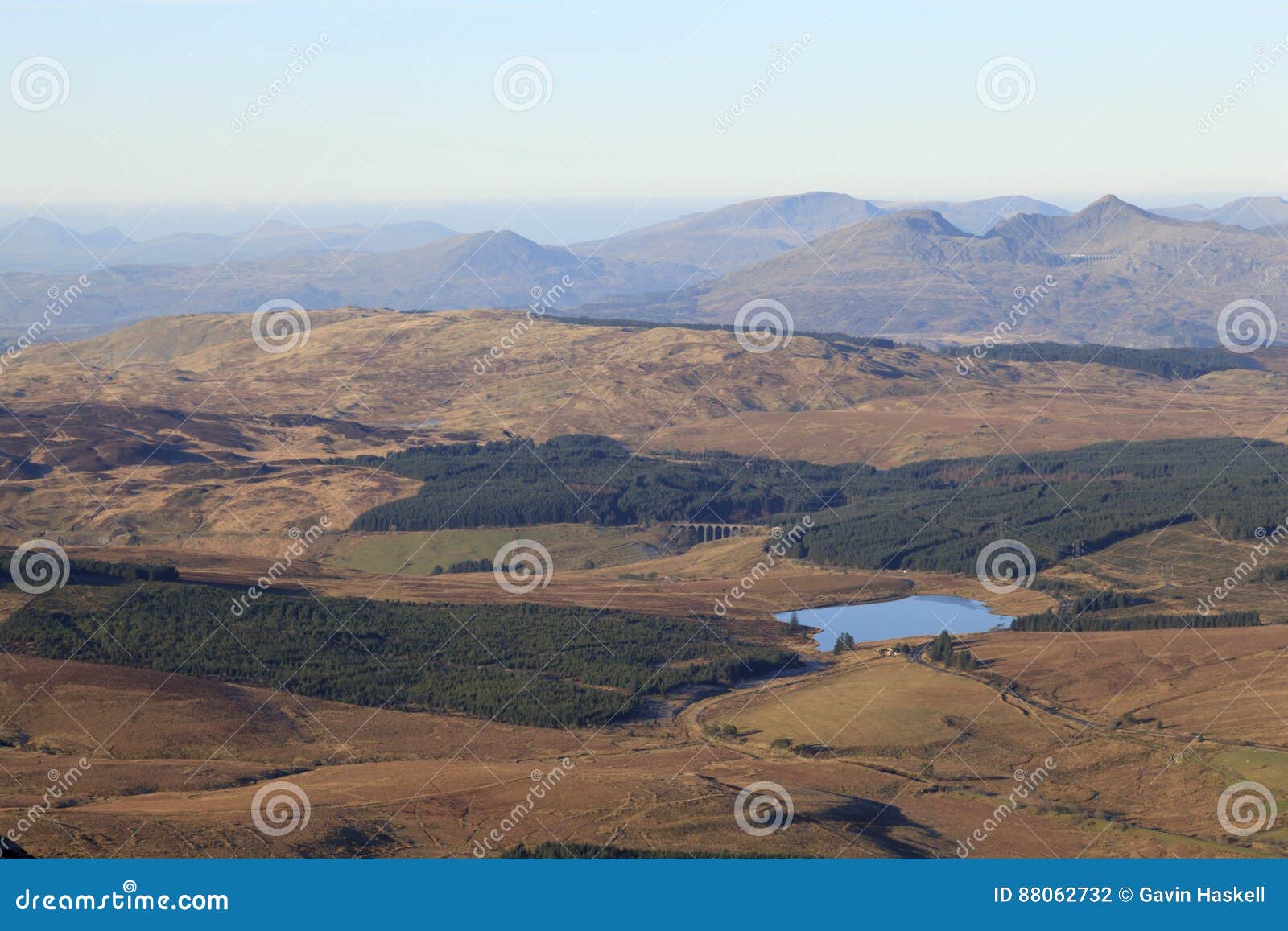hazy moelwyn mountains view