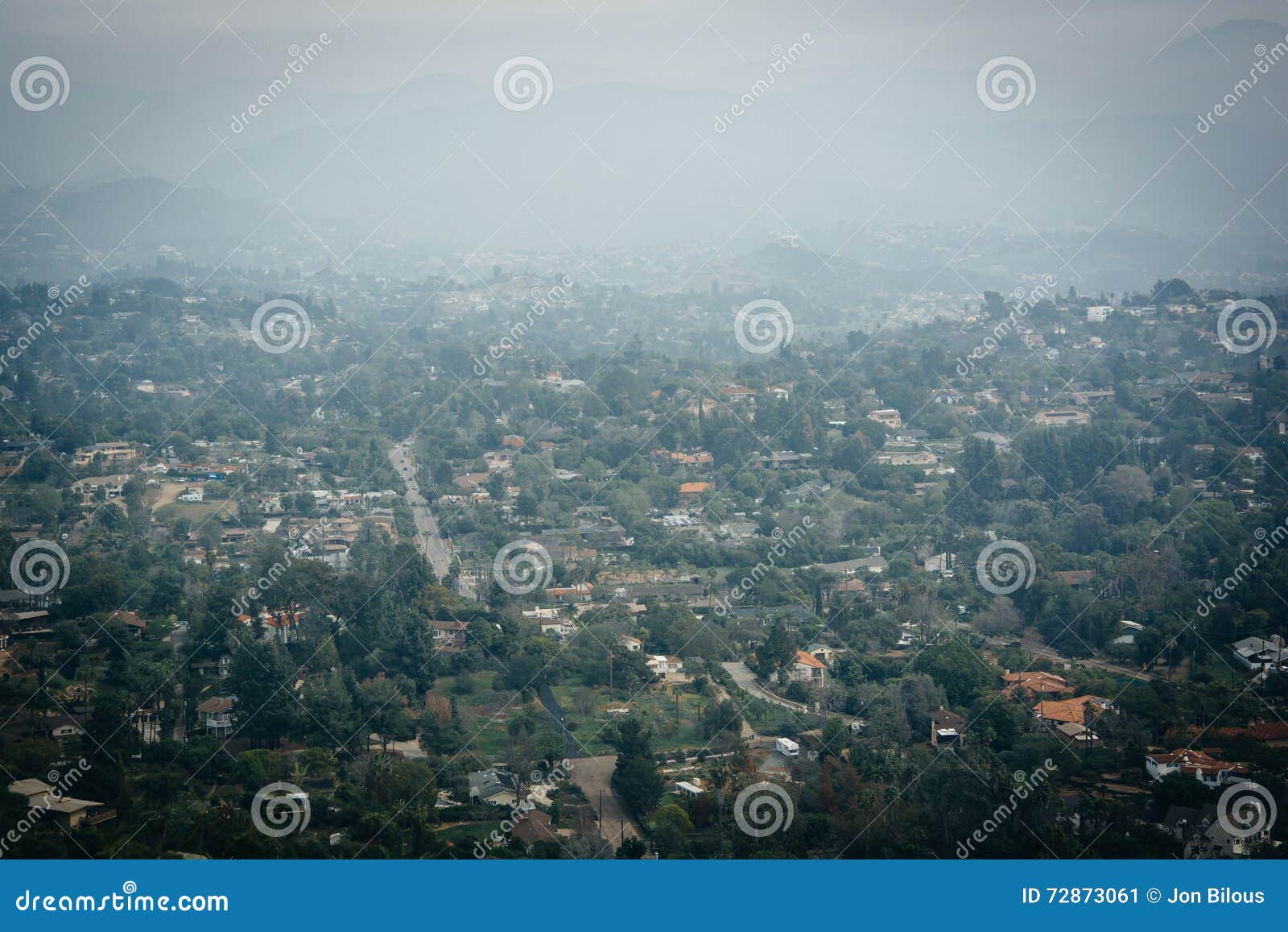 Hazy View from Mount Helix, in La Mesa, California. Stock Image Image