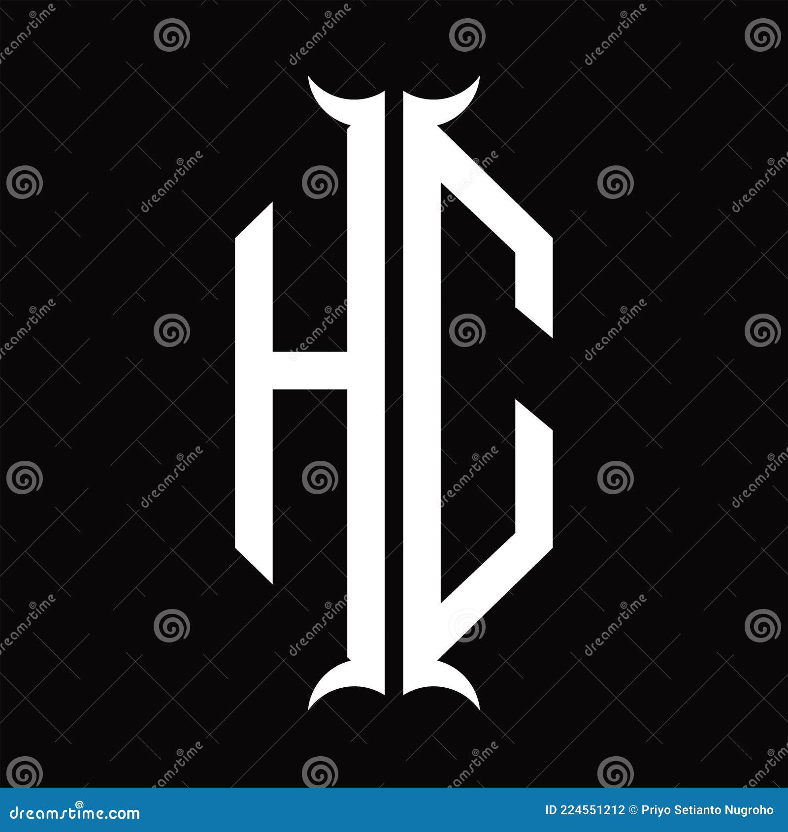 HC Logo Monogram with Horn Shape Design Template Stock Vector ...