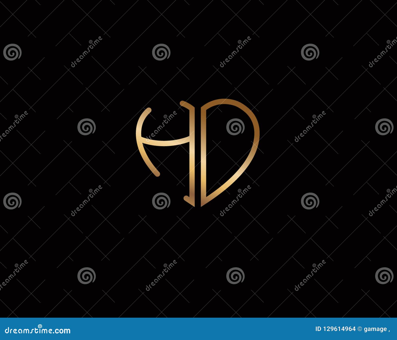 HD Initial Heart Shape Gold Colored Logo Stock Vector - Illustration of ...