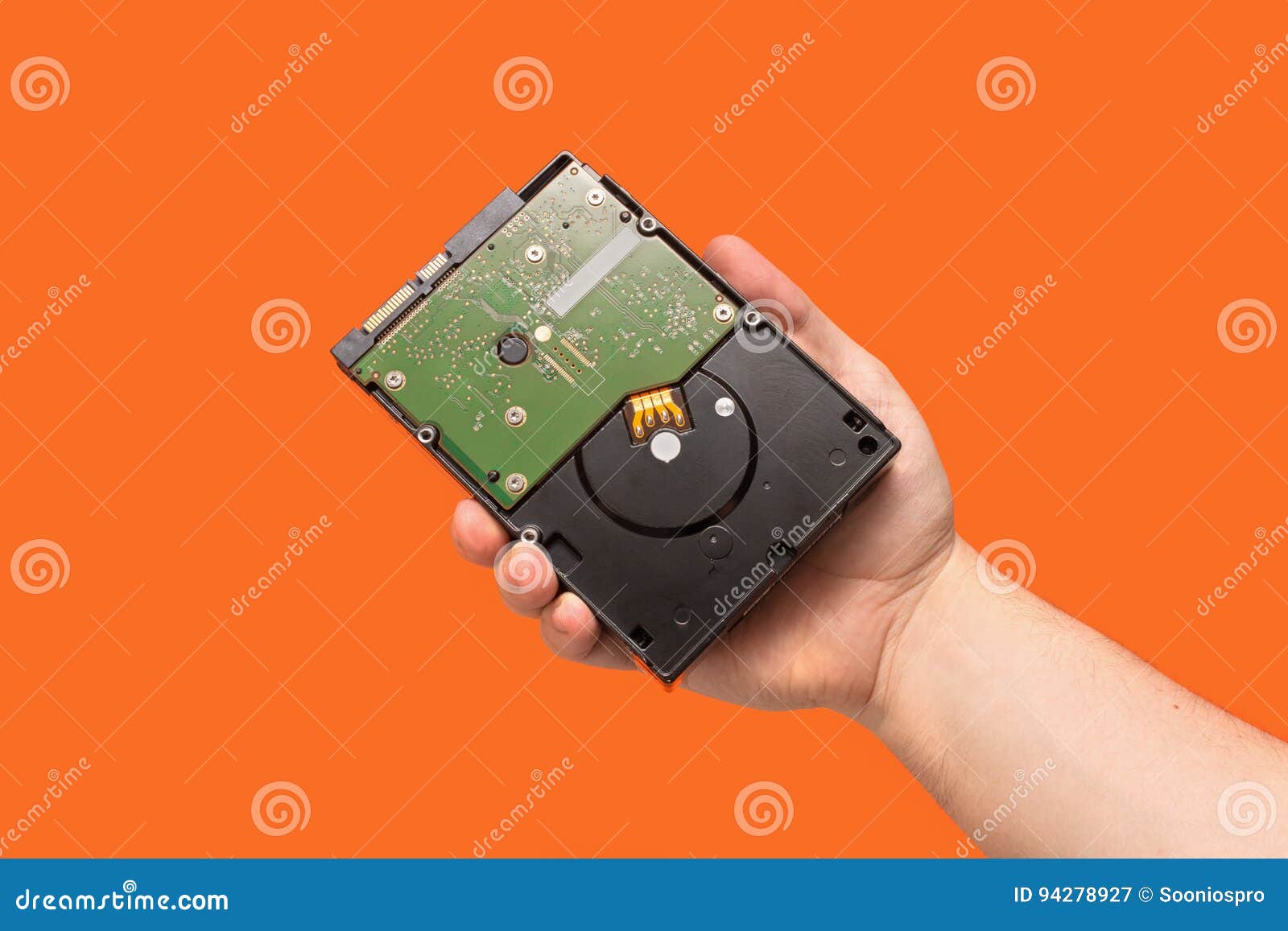 HDD Hard Disk Drive on Orange Background Stock Image Image of computer, controller 94278927