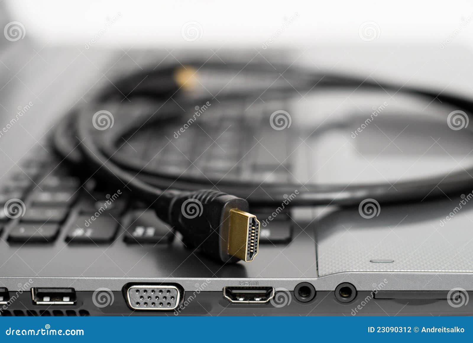 HDMI Cable on Computer Close Up Shot Stock Photo Image of close