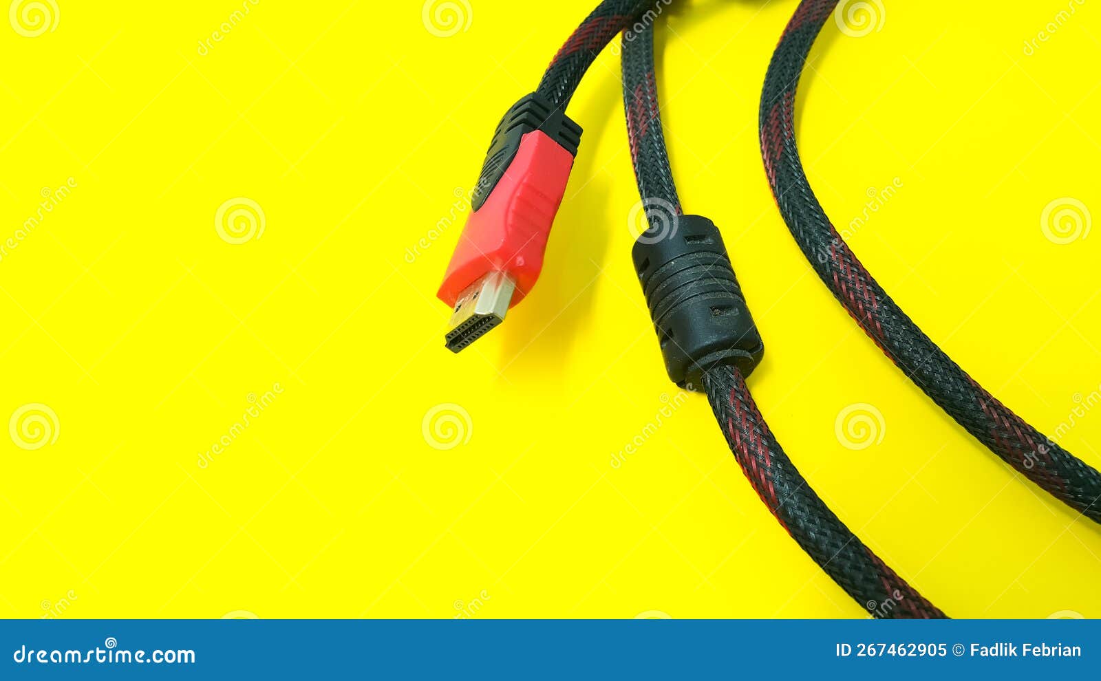 HDMI Cable Connector on Yellow Background Stock Image Image of connection, input 267462905
