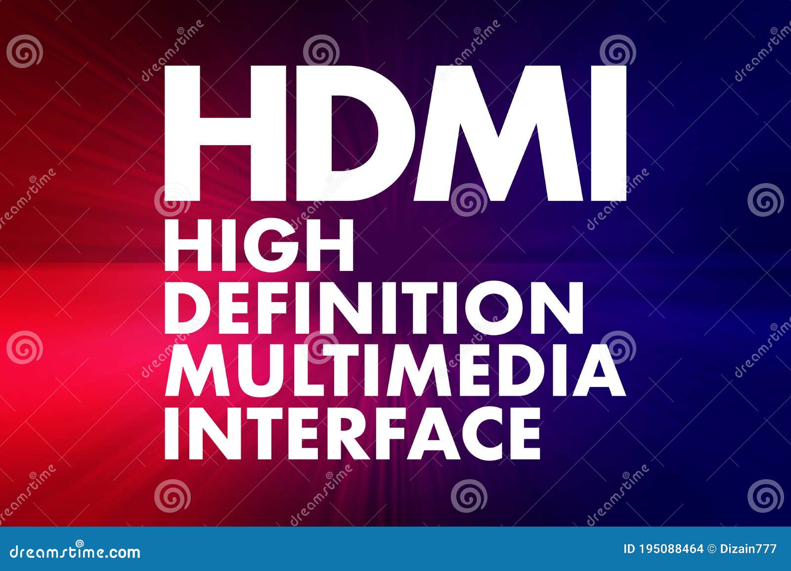 HDMI - Definition Multimedia Interface Acronym, Technology Background Stock - Illustration of background: 195088464