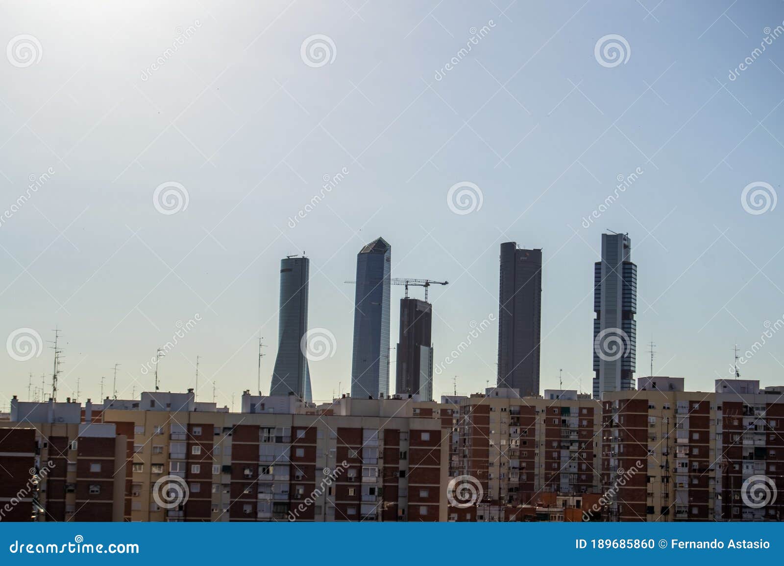 hdr of the city of madrid with the 4 towers, in spain